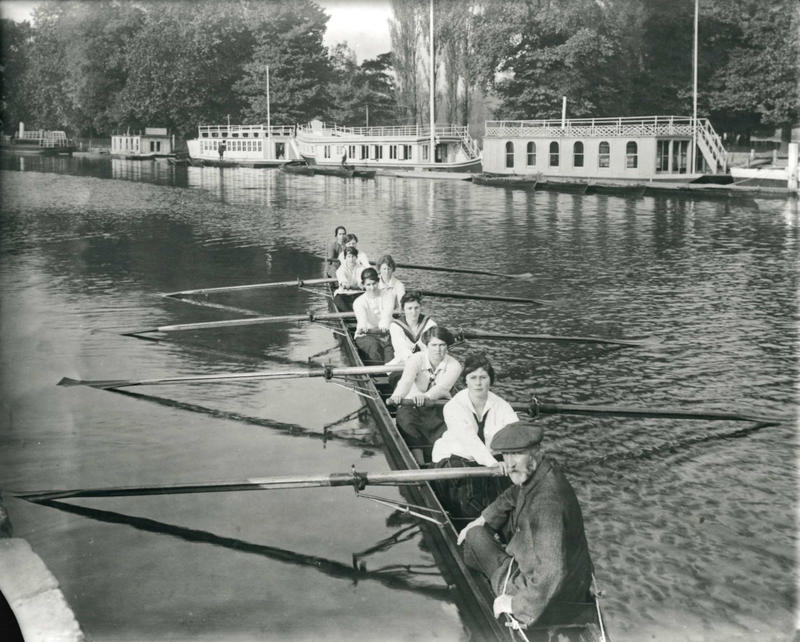 Rowing St. Hilda’s boat club members rowing with coach